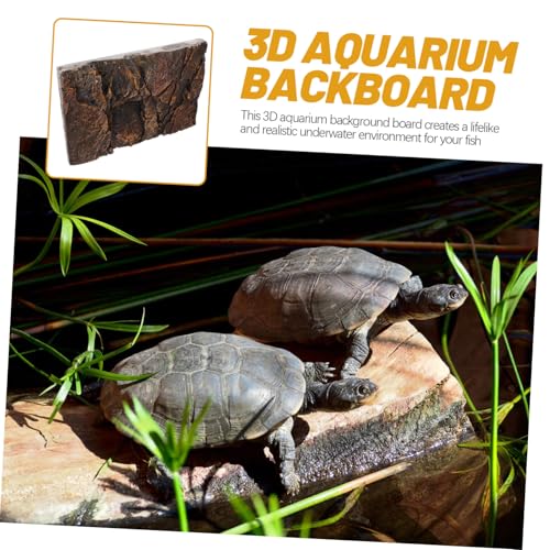 3D Textured Rock Background Board for Reptile and Aquarium Tanks Realistic PU Texture Habitat Decor Natural-Looking Terrarium Backdrop for Lizards Turtles Amphibians and Fish