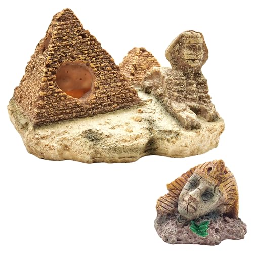M2cbridge Aquarium Decor Castle Shipwreck Ornament Underwater Landscape(Egyptian Pyramid + Pharaoh) - color: Egyptian Pyramid + Pharaoh
