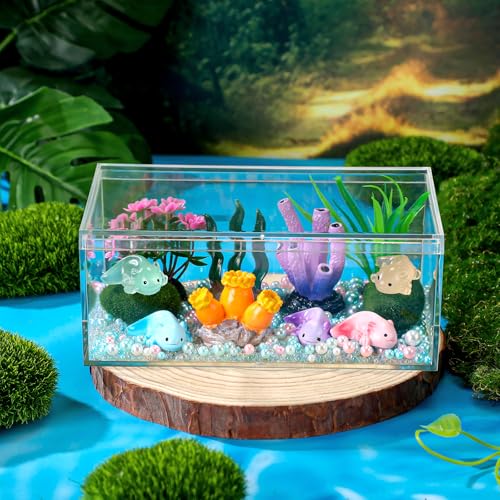 HyDren Axolotl Crafts DIY Tank Glow in The Dark Mini Axolotl Figures Gift for Home Sea Themed Birthday Party Decorations - style: Stylish