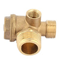 Air Compressor Check Valve, 3-Way Brass Male Threaded Air Compressor Check Valve Tube Central Pneumatic Tool G1/2" x G3/8" x G1/8"