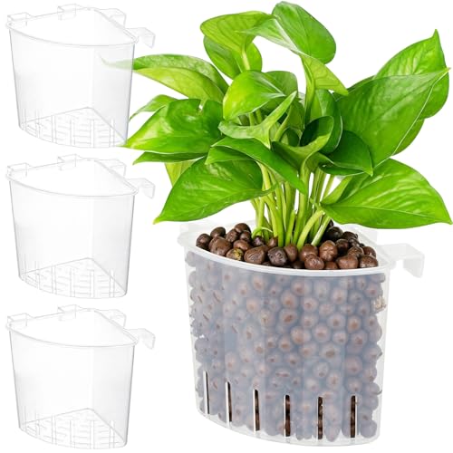 Borlech 2026 Latest Model Large Aquarium Corner Planter Hanging Plant Holder for Fish Tank Aquaponic Plant Cultivation and Aquascape Accessories Decorations (4 Pack) Transparent - color: Transparent-4 Pack