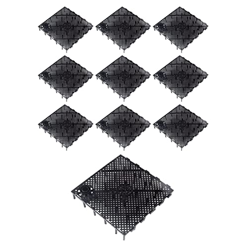 10x Tank Bottom Plate Sand Gravel Board Grid Divider Tray Splicing Combination Clapboard for Aquarium Tank Parts, with Connector Black