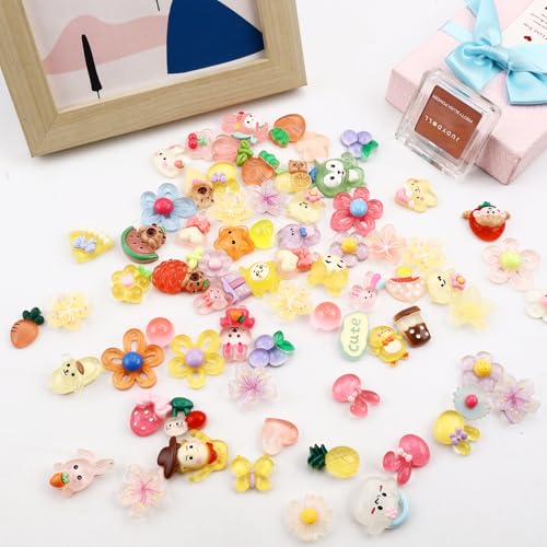 Tmtains Slime Charms Kawaii Resin Charms 3D Cute Nail Charm Mini Flatback Luminous Animal Charm Bulk Resin Jewelry Making Turtle Embellishments Supplies for Cell Phone Scrapbooking DIY Crafts - color: Dd Large Clear