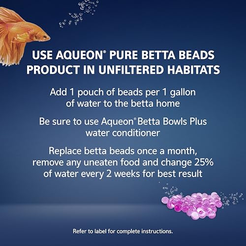 Aqueon Pure Betta Beads, Water Care for Unfiltered Aquariums, Maintains Clear Water and Helps Breakdown Organic Sludge, Pink (Pack of 2) - color: Pink, size: One Pouch (Pack of 2)