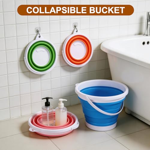 uxcell Collapsible Bucket, 0.8 Gallon (3L) Small Foldable Bucket, Portable Water Pail Round Tub Cleaning Tools with Handle for RV Camping Household Garden Fishing Car Wash, Orange - color: Orange