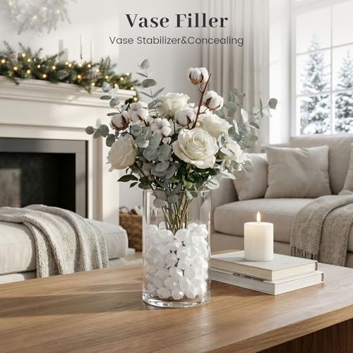 DomeStar 150PCS Fake Ice, White Acrylic Fake Diamonds Vase Filler Plastic Gems Crushed Ice Rocks for Home Table Decorations - color: White