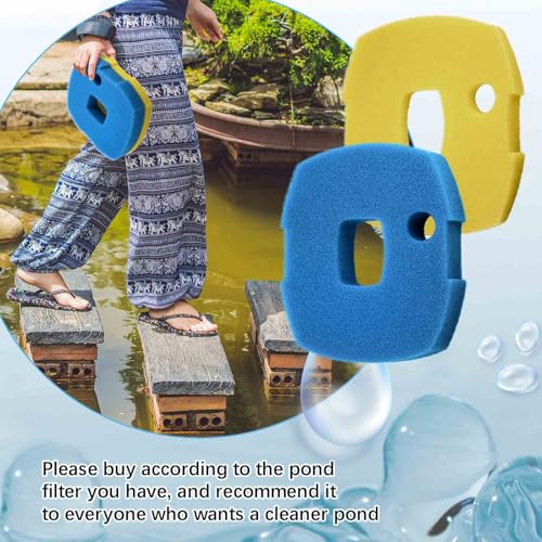 Treela 4 Pcs Replacement Filter Sponge Pond Filter Pad Compatible with Anbull Pond Filter Pump 950/1370gph (12.2" x 10.23" x 2.95") Aquarium Filter Sponge Fish Tank Sponge (Blue Yellow, Pack of 2 Set)