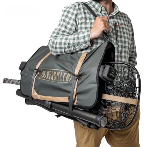 RiverSmith Fly Fishing Wader & Boot Bag – Gear-Roll Wader Bag with Changing Mat, Waterproof Pocket, Rod & Net Storage – Fly Fishing Gear Organizer – Shadow Kelp - color: Shadow Kelp