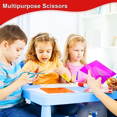 Scissors, Hnncugty 8" Scissors All Purpose Bulk Set of 6-Pack, Sharp Shears for Office Home Craft Sewing Fabric, High/Middle School Supplies Student Teacher Supplies, Comfort Grip Right/Left Handed - color: 6 Pack Multicolor