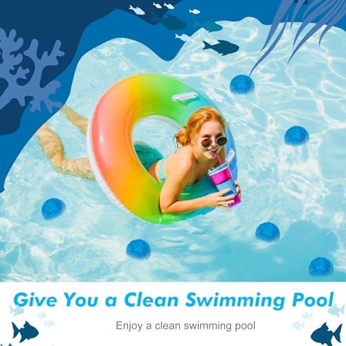 Zubebe 7.7 lbs Pool Filter Media Balls Fiber Filter Media for Swimming Pool Sand Filters and Bath Center Bathtubs Spas Aquarium Grime Cleaning Scum (Blue) - color: Blue