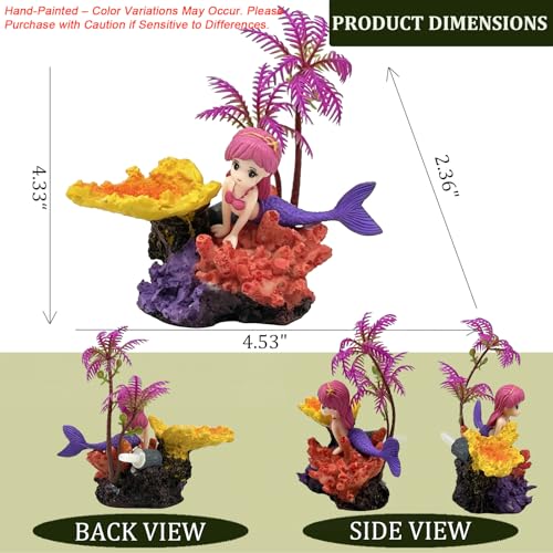 Aquarium Decor Fish Tank Decorations Resin Coral Ornament, Small Mermaid Aquarium Accessories Hideout for Betta Shrimp Goldfish, Artificial Reef Fish Tank Accessories Decorations - color: Mermaid Coral