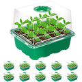 Bonviee 10 Packs Seed Starter Tray with Elevated Lid, 120 Cells Thicken Seed Starting Trays Kit with Adjustable Humidity Vent, Clear Cell Tray and Heightened Lids for Greenhouse & Gardens, Green - color: Green, size: 10 Packs, NO light