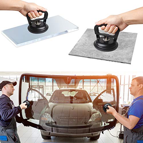 FCHO Glass Suction Cup Heavy Duty Aluminum Vacuum Plate Puller Handle Holder Hooks Duty Galss Lifting/Tile Suction Cup Lifter/Moving Glass/Pad for Lifting (Black, 2Pack) - color: Black