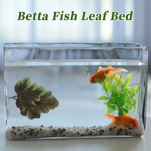 Betta Fish Bed, Betta Leaf Bed, Plastic Betta Hammock, Betta Hammock Pad with Suction Cup, Betta Fish Resting Place Betta Fish Supplies Aquarium Decor, Brown - color: Brown