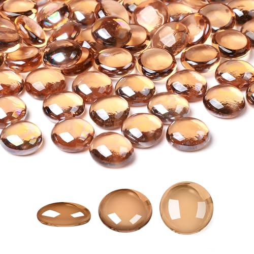 SUREAM 1LB Flat Glass Marbles, Brown Decorative Marbles for Vase Filler, Glass Beads Stone for Fish Tank Rocks Vase Fillers DIY Crafts Table Scatter Decor - color: Brown