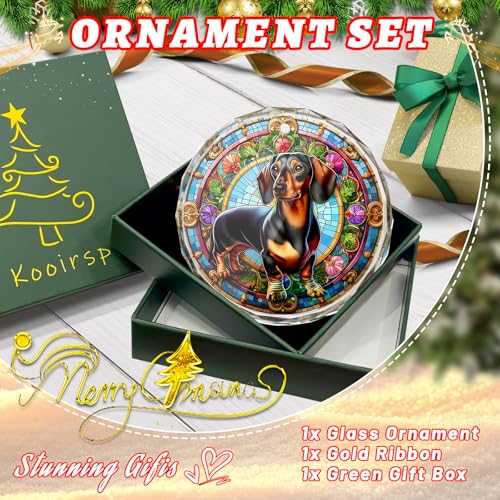 Dachshund Christmas Ornament - Stained Glass Dachshund for Tree, Gift Exchange - color: Dachshund