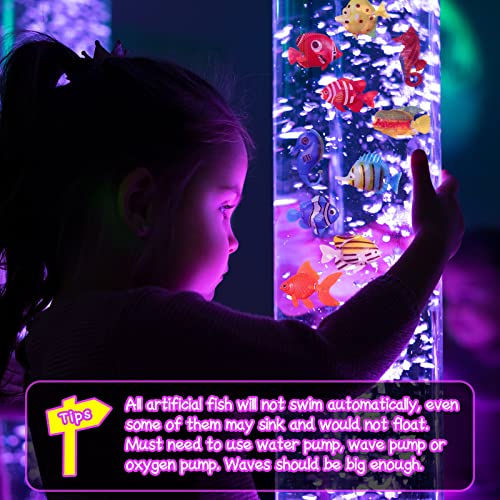 Aoriher 10 Pcs Artificial Fishes Floating Decorations for Aquarium Tank Colourful Plastic Tropical Fish Seahorse for Bubble Lamp Aquarium
