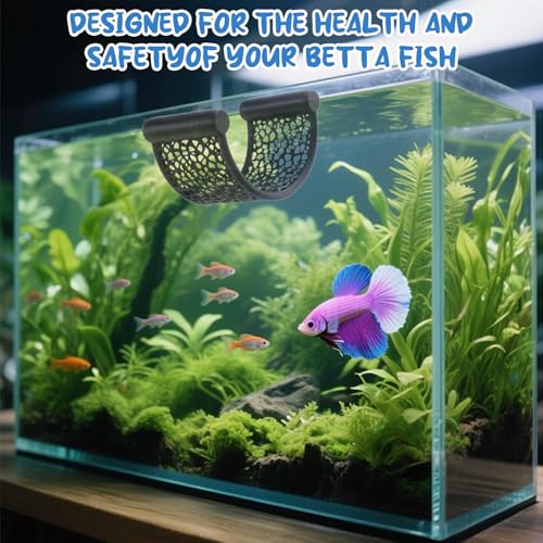 2 Pack Floating Betta Hammock Leaf Bed – Resting Platform for Betta Fish, Shrimp & Small Fish | Compact Aquarium Decor for Nano Tanks, Low Flow Aquariums & Aquascape Setup (Black)