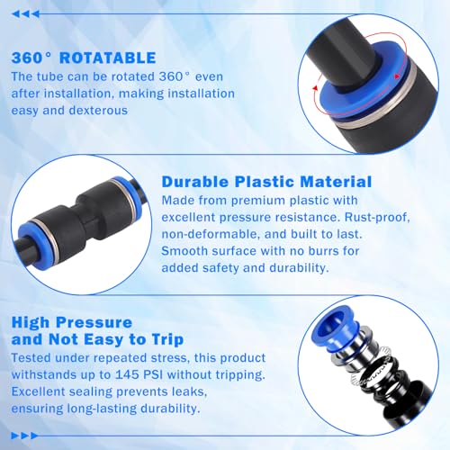1/4" DOT Air Line with 24 Pcs Quick Connect Air Fittings Kit 50FT 1/4 DOT Air Lines with Push Lock Air Line Fittings Pneumatic Push to Connect Air Hose Fittings - size: 25 PCS-50FT 1/4