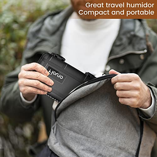 Flauno Travel Cigar Humidor Case - Portable Cigar Box kit with Humidifier Disc, Cigar Cutter, Cigar Punch, Cigar Holder & Dropper, Waterproof, Crushproof, Airtight (Holds up to 5 Cigars) - size: Holds up to 5 Cigars with Cigar Accessories