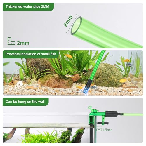 AQQA Aquarium Siphon Gravel Vacuum Fish Tank Cleaner kit,Stress Ball Python Water Changer,Extendable Length and Fixed On Fish Tank,Manually Water Changer Wash Sand S - size: S