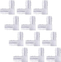 10Pcs 3/8 Inch Plastic 90 Degree Hose Barb Elbows, Transparent L Tube Connectors, 2 Way Equal Barbed Joint Adapters for Boat Aquarium Hose Fittings