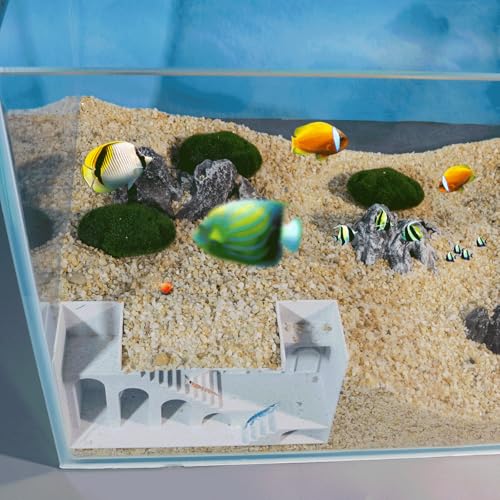 Aquarium Undergravel Fish Tunnel Hide Cave Corner Castle Tank Decorations Under Gravel Viewing Tunnel Fish & Shrimp Cave for Aquarium Hideout(Light Gray,Style A) - color: Light Gray, style: Style A