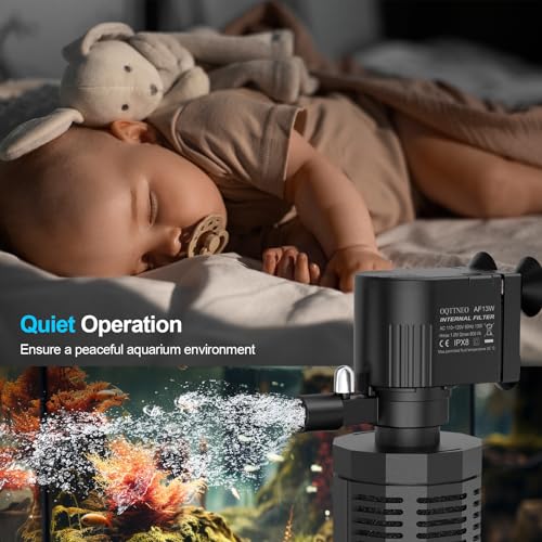 Aquarium Filter for 60-150 Gallons - Adjustable Flow Fish Tank Filters 420GPH Ultra-Quiet Submersible Power Pump Internal Filter with Biochemical Filtration Air Supply Water Clean - size: 25W Filter
