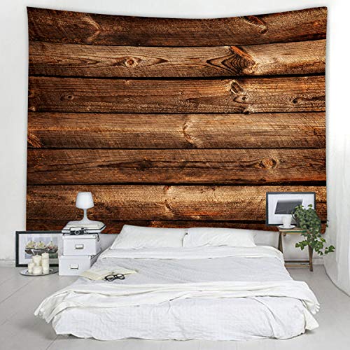WODEJIA Fabric Tapestry Decorative Wall Art Tablecloth Bedspread Picnic Blanket Beach Throw Blanket for Bedroom Hall Dormitory Living Room Hanging 91 x 71 Inches Brown Wooden Wall Print - color: Brown Wooden Wall, size: 91"L x 71"W