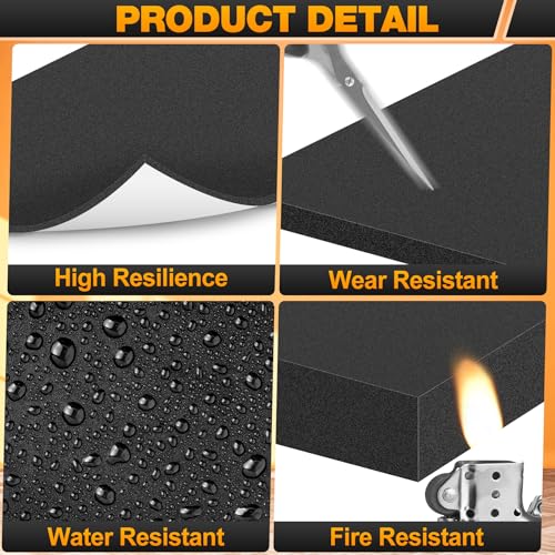 MYFAMIREA 8 PCS Adhesive Foam Padding Sheets Closed Cell Self Adhesive Sticky Foam Pads, 1/2" Thick 4'' x 4'' Neoprene Rubber Sheets Non-Slip Insulation Pads Vibration for Furniture Crafts Cars, Black - size: 4 x 4 x 1/2 IN