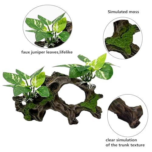 alfyng Resin Driftwood Fish Tank Decorations Trunk Cave Aquarium Decor Ornaments Simulation Plants Betta Silk Leaf Tank Accessories Goldfish Bowl Décor (B) - color: B