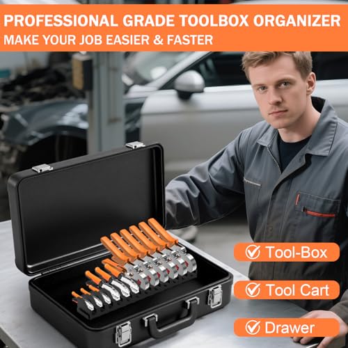 Magnetic Plier Organizer - Expandable Multiple Spacing Modular Tool Box Organizers, Tool Drawer Organizer, Tool Storage, Plier Rack - 12 Holders