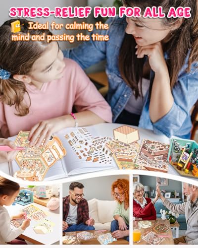 3D Sticker Scene Book for Adults, 20pcs DIY House Stickers Therapy Stress Relief DIY Craft with 2 Tweezers, Creative Funny Gift for Christmas - color: B1-box-20sets