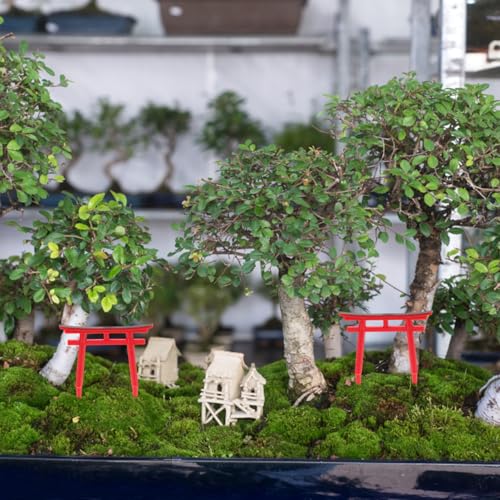 PRETYZOOM 4pcs Japanese Torii Gate Miniature Decoration Mini Red Shinto Temple Torii Garden Gate Ornament for Fairy Zen Garden Fish Tank Landscape Accessories