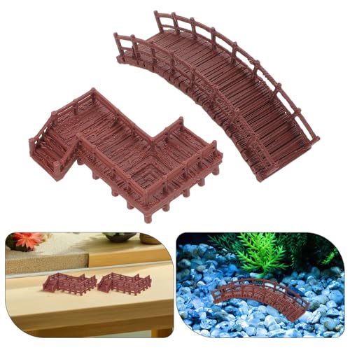 4pcs Aquarium Decor Miniature Landscape Ornaments Z-Shaped Stairs and Arch Bridge, Fish Tank Accessories for DIY Fairy Garden and Micro Landscape Decoration