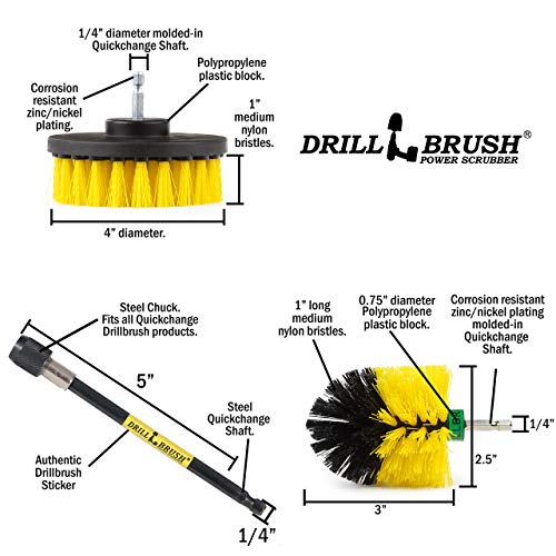 Bathroom Accessories - Cleaning Supplies - Drill Brush - Grout Cleaner - Shower Cleaner - Scrub Brush for Shower - Tile Cleaning Brush - Bathroom Cleaning Tools - Drill Brush Attachment Set - Bathtub - color: Yellow