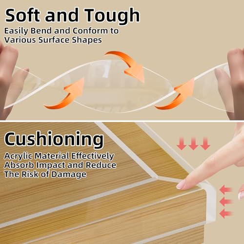 Clear Edge Protector & Corner Guards, 2in（W x 6.6FT(L),Baby Proof Corner Protectors for Furniture Table Bumper for Baby Safety, Sharp Edge Protector for Drawers, Tables, Cabinets - size: 2inX6.6FT
