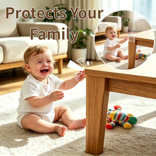 Silicone Corner Protectors & Edge Guards Kit, 0.8in x 6.6ft Clear Edge Protector, Self Adhesive Table Corner Guards Pads, Waterproof Furniture Safety Guards for Sharp Edges, Childproofing for Home