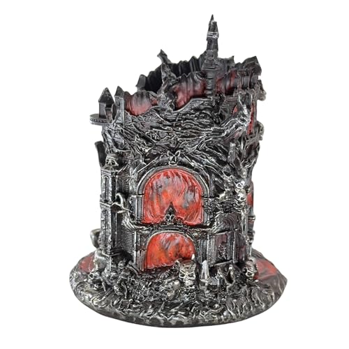 LOOYAR Gothic Inferno Castle Resin Pen Holder for Office & Home Decor | Gothic inferno castle design Premium resin with fine details Holds pens or makeup tools Works For desk vanity aquarium decor