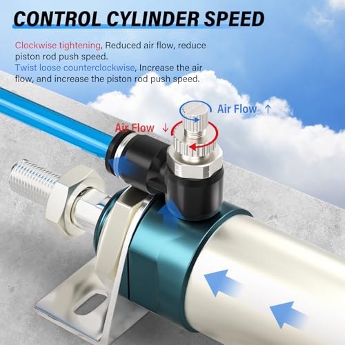 TAILONZ PNEUMATIC 3 Pack SL-1/4-N2 Push to Connect Air Line Fitting Air Flow Control Valve 1/4 Inch od 1/4 Inch Npt Elbow 90 Degree Air Speed Control Valve Fitting Push Lock - size: 1/4"OD1/4"NPT