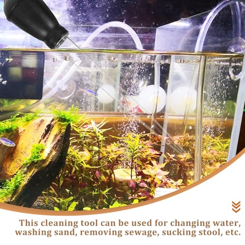 Luxshiny Aquarium Fish Tank Siphon Gravel Manual Water Sand Vacuum Tube for Household Fish Tank Cleaning and Faeces Removal, Mini Black Aquarium Sand Cleaner