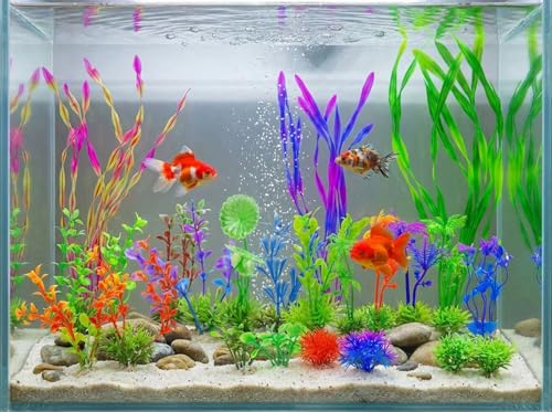 25pcs Aquarium Decor Plants,Fish Tank Accessories Aquarium Artificial Plants, Fish Tank Decorations Plants, Small to Large