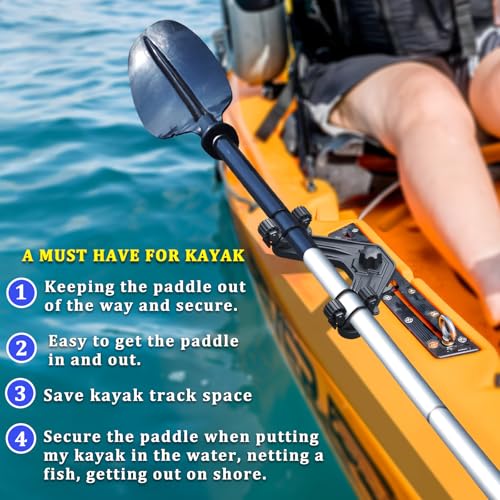Huntury DoubleHeader Kayak Track Paddle Holder, Save Kayak Track Space, Kayak Paddle Clip, Kayak Track Mount Accessories, Kayak Oar/Fishing Net/Gaff Holder for Fishing, Kayak Fishing Accessories - color: Pack Of 1