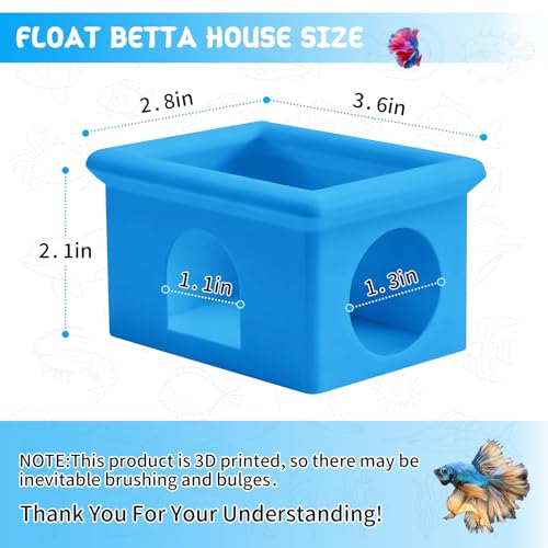 Floating Betta Fish Hammock Cave House for Aquarium, 3D Printed Betta Shrimp Feeder & Hideout Cave Toys, Small Aquarium Feeding Ring Decor, Turtle Fish Tank Decorations Accessories -Blue - color: Sky Blue