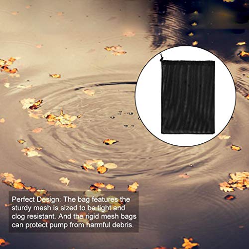 EQINI 2 Pack Pump Barrier Bag, 12.2"*15.9" with Drawstring Pond Mesh Pump Filter Bag for Pond biofilters Aquarium Filtration and Outdoor Swimming Pool Black Media Bags