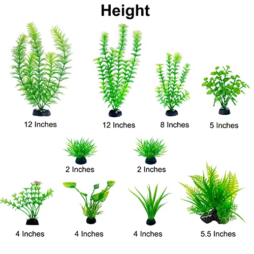 Artificial Aquarium Plants Plastic, Fake Plants for Aquarium Fish Tank, Realistic Plant 10PCS - color: 10pcs Green