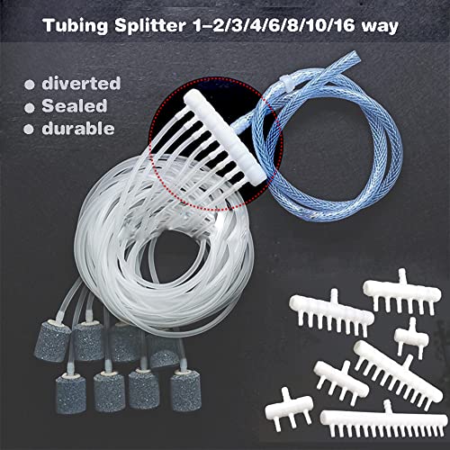 Rake-shaped hose joint air discharge diverter, Plastic Barb Hose Fitting Connector, 8-Way Outlet Air Line Pump Tubing Splitter Water Flow Divider, for Aquarium Garden Agricultural Irrigation（6Pcs）