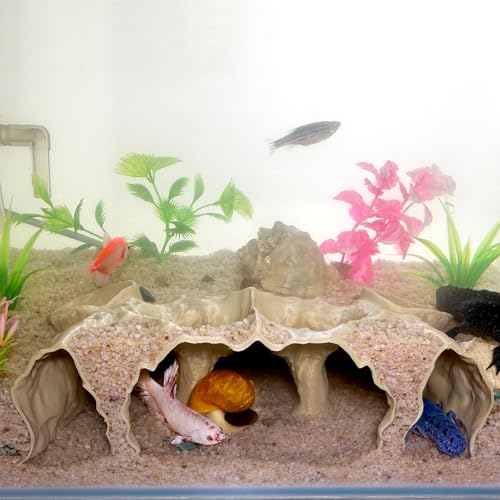 Aquarium Hidden cave，Small Bottom-Dwelling Fish&Shrimp Safe Hiding Hole，Underground Double-Hole Hiding Tunnel，3D Printed， Fish Tank Decoration Accessories (Large Size) (Wood Color) - color: Wood Color