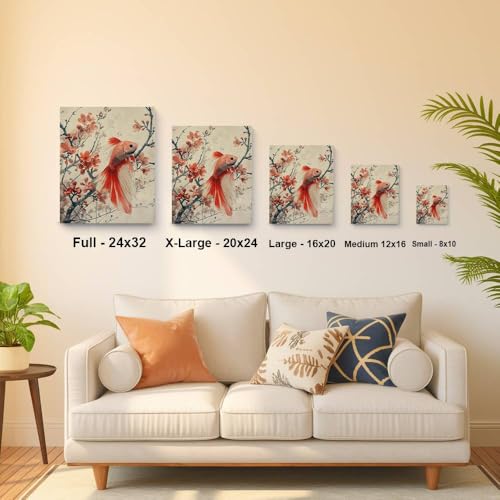 CanvasWis Betta Fish Garden Exotic Vintage Art Design 4 Printed Canvas Wall Art For Family Home Decor Living Room Bathroom Bedroom Gifts Wall Decor Keepsakes Ready to Hang - color: Design 4, size: Full(24x32in)