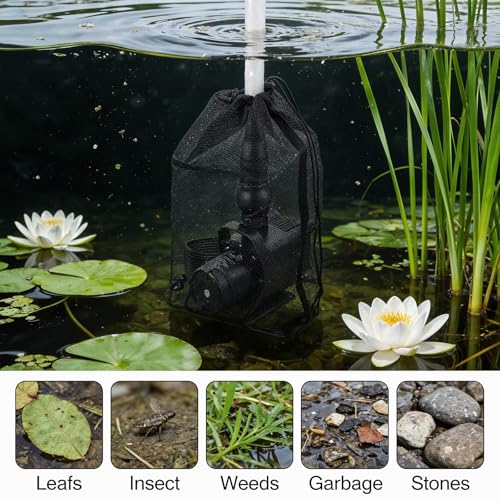 2pcs Pond Filter Bag Submersible Water Pump Cover 11.81" X 15.75" Large Pond Pump Filter Bags Black Mesh Media Bags for Outdoor Ponds Filters Aquarium Swimming Pool Fountai